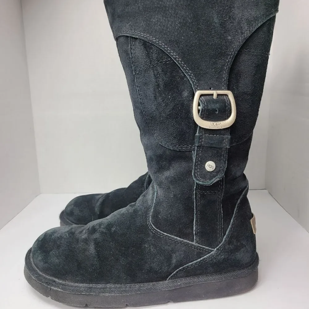 UGG Cargo III 3 Buckle Side Zip Suede Sheepskin Boot Shoes Size 8